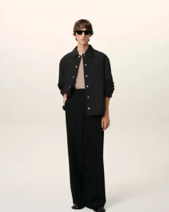 Ami Paris Canvas Padded Ami de Coeur Overshirt BLACK Best Sale
