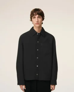 Ami Paris Canvas Padded Ami de Coeur Overshirt BLACK Best Sale
