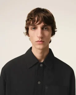 Ami Paris Canvas Padded Ami de Coeur Overshirt BLACK Best Sale
