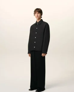 Ami Paris Canvas Padded Ami de Coeur Overshirt BLACK Best Sale