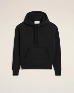 Ami Paris Cotton Ami de Coeur Hoodie BLACK Flash Sale