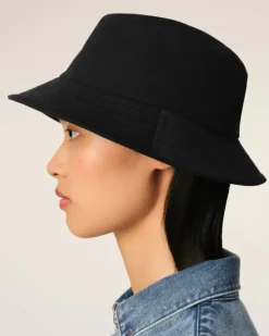 Ami Paris Cotton Ami de Coeur Embroidery Bucket Hat BLACK Clearance