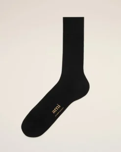 Ami Paris Black Cotton Ami de Coeur Plate Socks BLACK/GOLD Cheap