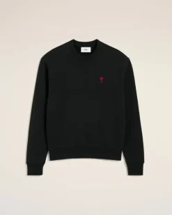 Ami Paris Cotton Ami de Coeur Sweatshirt BLACK Sale