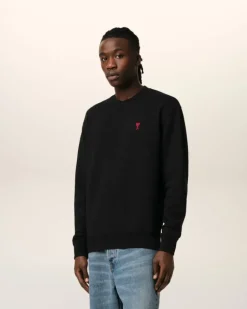 Ami Paris Cotton Ami de Coeur Sweatshirt BLACK Sale