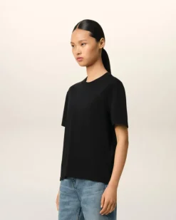 Ami Paris Cotton Ami de Coeur T-Shirt BLACK Cheap
