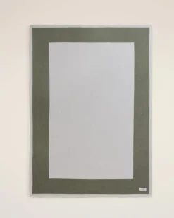 Ami Paris Black Cotton Bicolor Beach Towel WHITE CREAM/LODEN Store