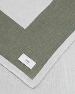 Ami Paris Black Cotton Bicolor Beach Towel WHITE CREAM/LODEN Store