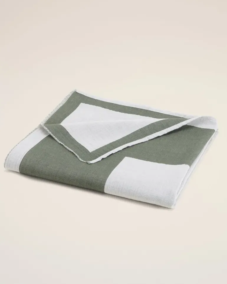 Ami Paris Black Cotton Bicolor Beach Towel WHITE CREAM/LODEN Store