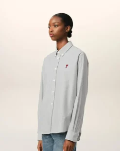 Ami Paris Black Cotton Button-Down Ami de Coeur Shirt BLACK/NATURAL WHITE Shop