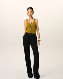 Ami Paris Flare Fit Elasticated Trousers BLACK Shop