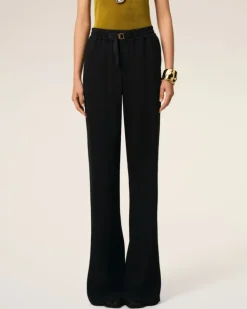 Ami Paris Flare Fit Elasticated Trousers BLACK Shop
