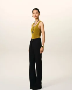 Ami Paris Flare Fit Elasticated Trousers BLACK Shop