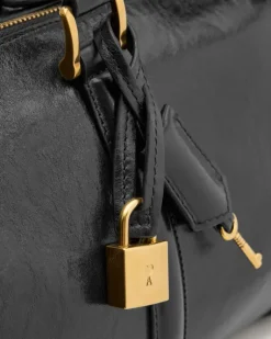 Ami Paris Leather Boston Bag BLACK Cheap