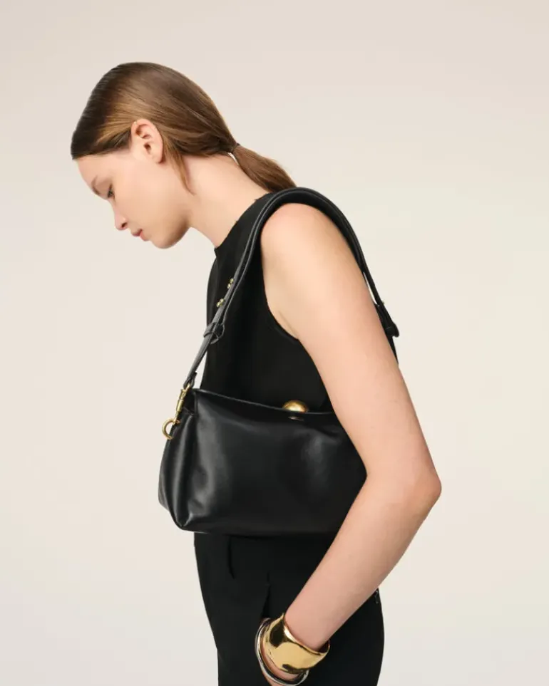 Ami Paris Leather Carrousel Bag BLACK Clearance