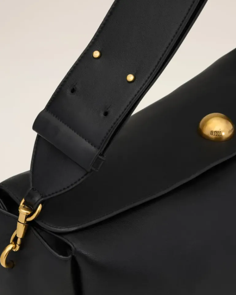 Ami Paris Leather Large Carrousel Bag BLACK Store