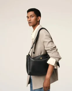 Ami Paris Leather Large Carrousel Bag BLACK Store
