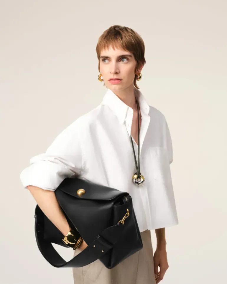 Ami Paris Leather Large Carrousel Bag BLACK Store