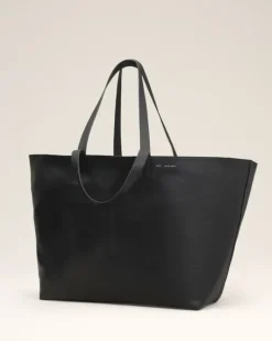 Ami Paris Leather Midi Maxi Tote Bag BLACK Fashion