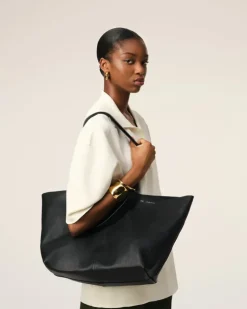 Ami Paris Leather Midi Tote Bag BLACK Best Sale