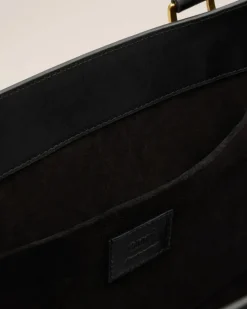 Ami Paris Leather North South Tote Bag BLACK Best Sale