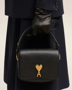 Ami Paris Leather Paris Paris Bag BLACK New