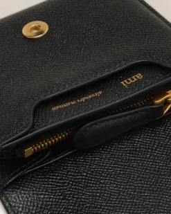 Ami Paris Black Leather Paris Paris Wallet BLACK/VIBRATED BRASS Sale