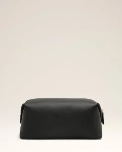 Ami Paris Black Leather Paris Paris Toiletry Pouch BLACK/VIBRATED SILVER Clearance