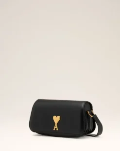Ami Paris Leather Shoulder Bag Paris Paris Bag BLACK Fashion