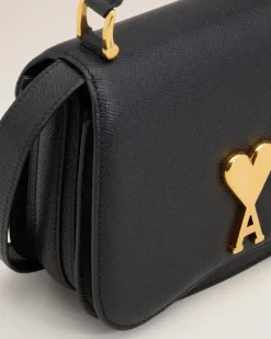 Ami Paris Leather Top Handle Paris Paris Bag BLACK Flash Sale