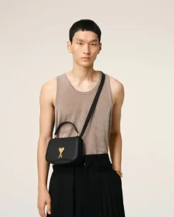 Ami Paris Leather Top Handle Paris Paris Bag BLACK Flash Sale