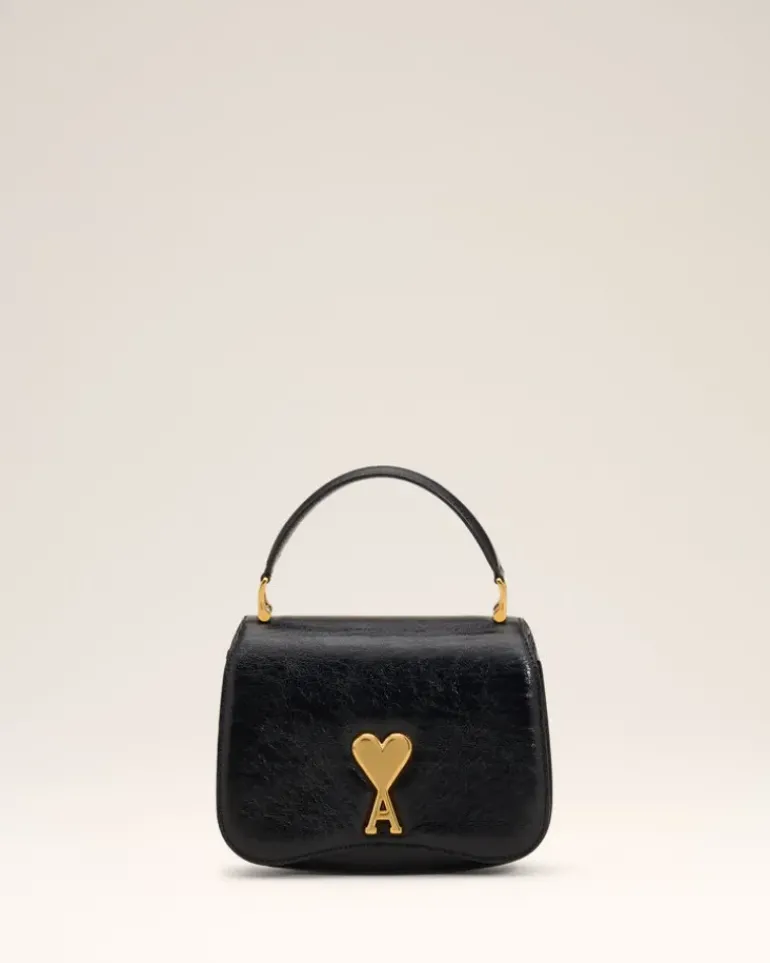 Ami Paris Leather Top Handle Paris Paris Bag BLACK Online