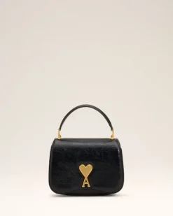 Ami Paris Leather Top Handle Paris Paris Bag BLACK Online