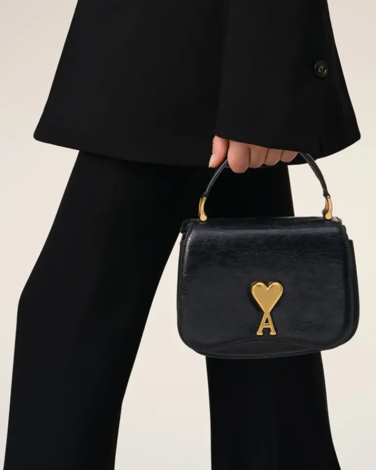 Ami Paris Leather Top Handle Paris Paris Bag BLACK Online