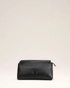 Ami Paris Leather Voulez-Vous Pouch BLACK Clearance