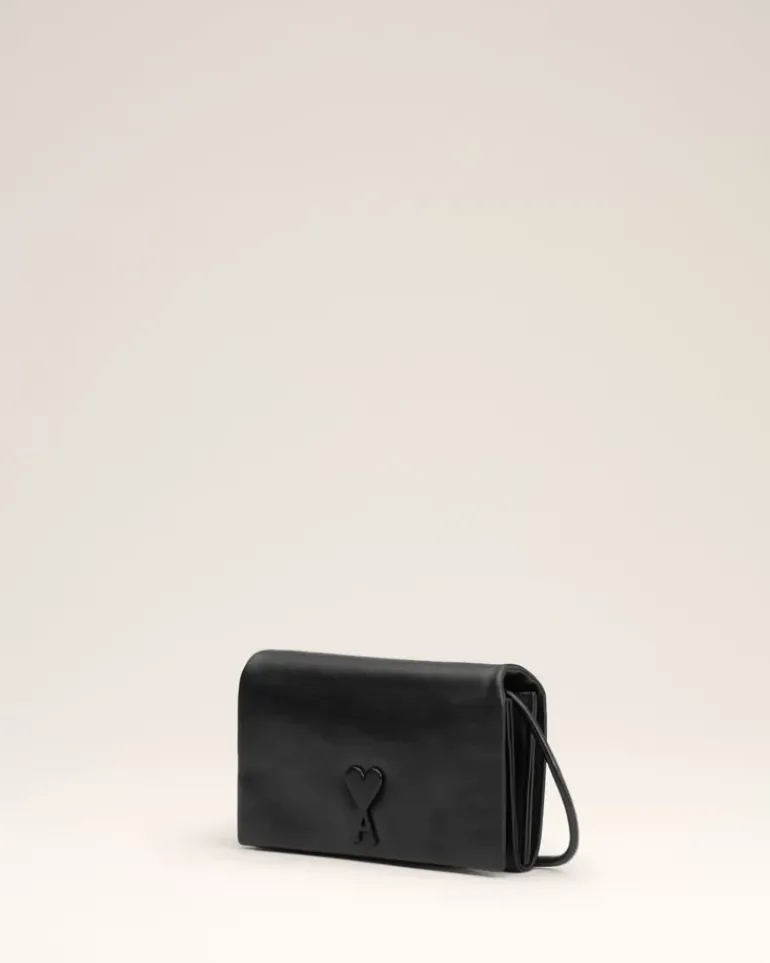 Ami Paris Leather Voulez-Vous Wallet Strap BLACK Best