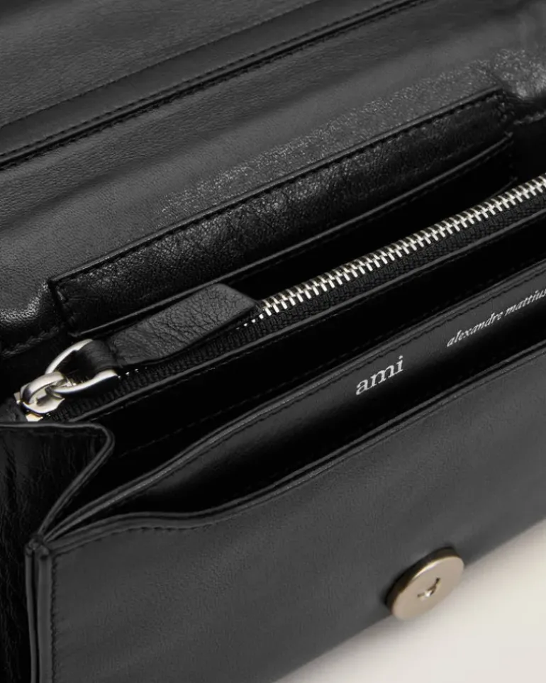 Ami Paris Leather Voulez-Vous Wallet Strap BLACK Best