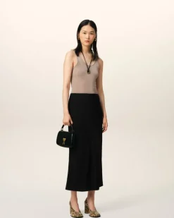 Ami Paris Straight Midi Skirt BLACK Best Sale