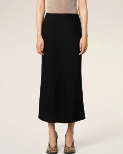 Ami Paris Straight Midi Skirt BLACK Best Sale