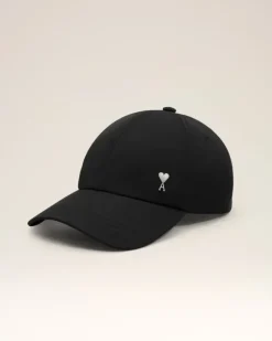 Ami Paris Twill Ami de Coeur Stud Cap BLACK Outlet