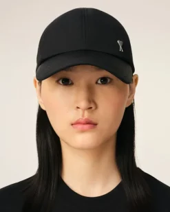 Ami Paris Twill Ami de Coeur Stud Cap BLACK Outlet