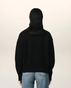 Ami Paris Black Wool Ami de Coeur Cardigan BLACK/RED Best Sale