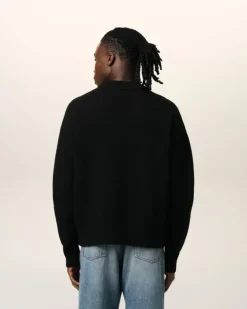 Ami Paris Black Wool Ami de Coeur Cardigan BLACK/RED Best Sale