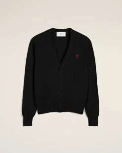 Ami Paris Wool Ami de Coeur Cardigan BLACK Online