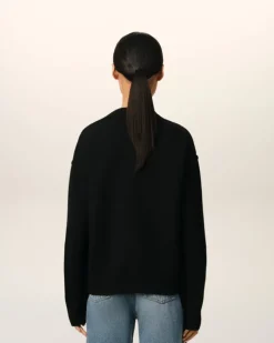 Ami Paris Black Wool Ami de Coeur Sweater BLACK/RED Cheap