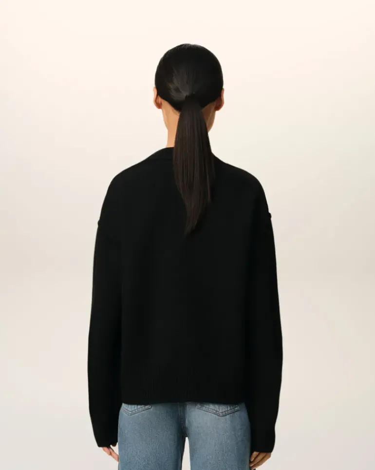 Ami Paris Black Wool Ami de Coeur Sweater BLACK/RED Cheap