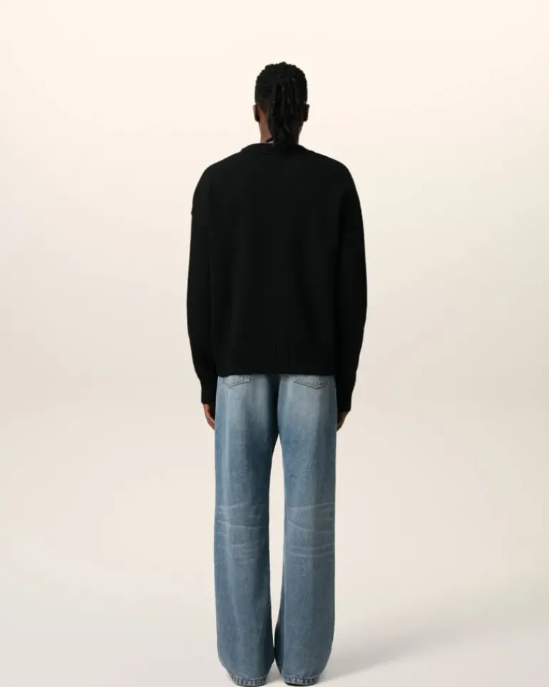 Ami Paris Black Wool Ami de Coeur Sweater BLACK/RED Cheap