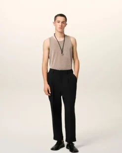 Ami Paris Wool Carrot Fit Trousers BLACK Flash Sale