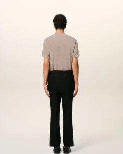 Ami Paris Wool Elasticated Waist Trousers BLACK Outlet