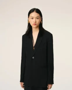 Ami Paris Wool Semi-Lined Jacket BLACK Best Sale